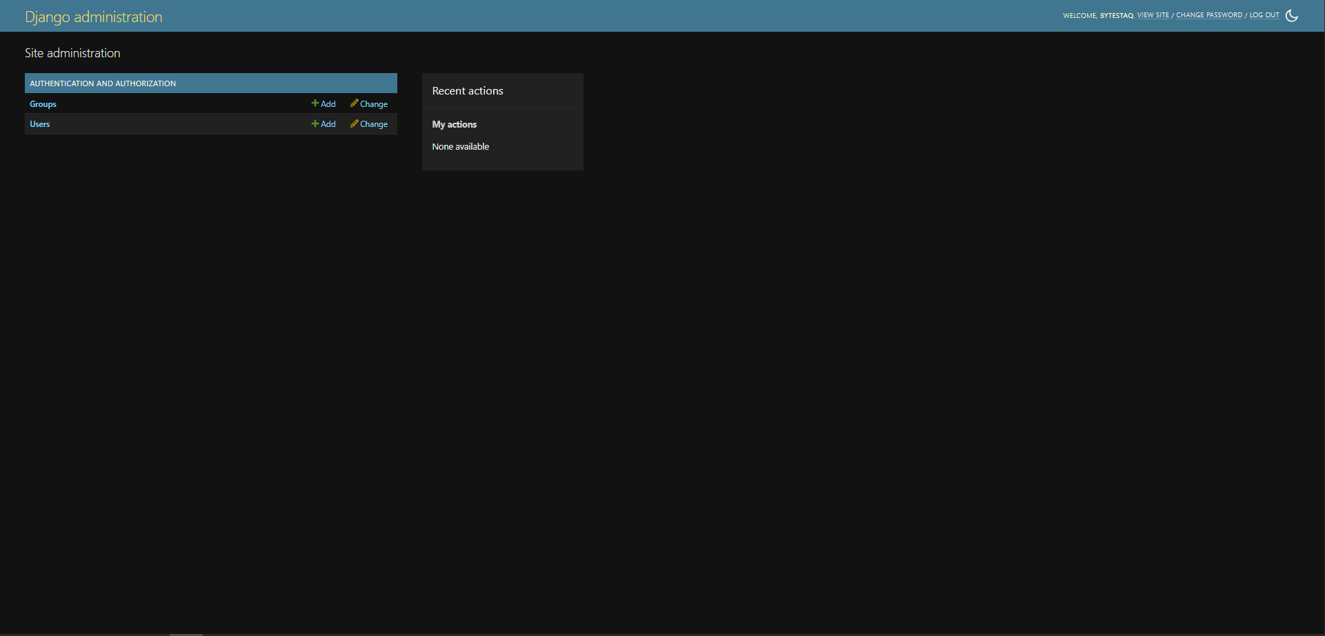 Django's admin panel index