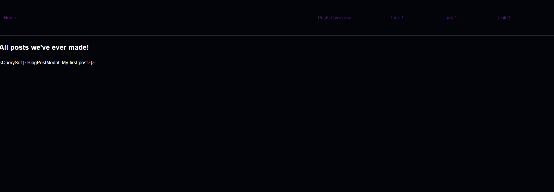 First draft of the posts_overview view with basic posts QuerySet being displayed